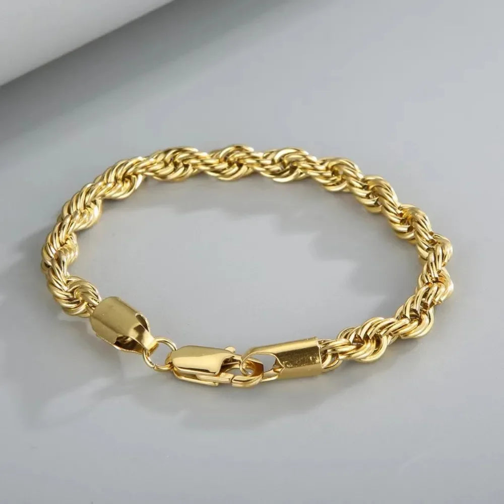 18k Gold/925 Sterling Silver 4MM Chain Bracelets for Men/Women