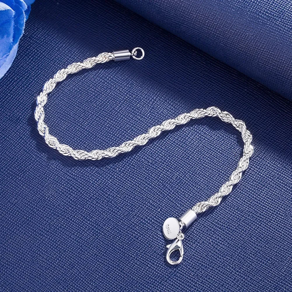 18k Gold/925 Sterling Silver 4MM Chain Bracelets for Men/Women