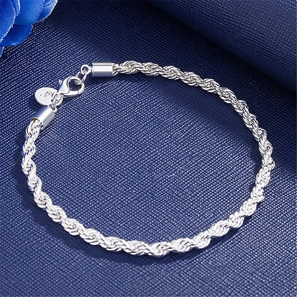 18k Gold/925 Sterling Silver 4MM Chain Bracelets for Men/Women